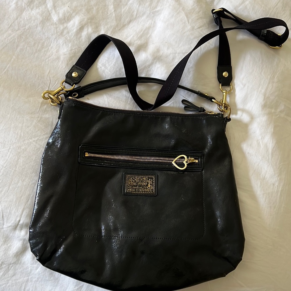 Coach black hobo with short and long strap.
